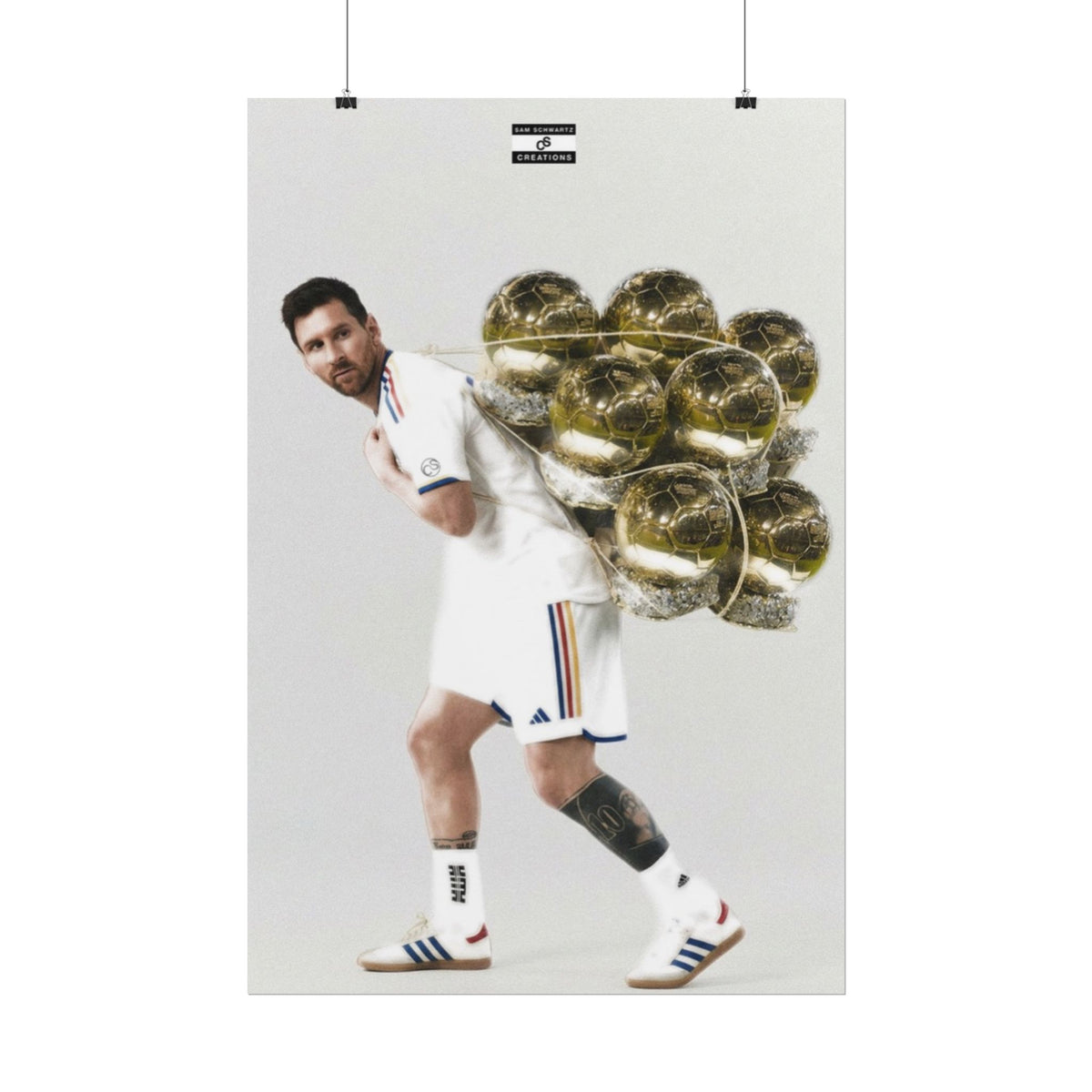 Weight of Greatness Poster | Lionel Messi Ballon d’Or Football Wall Art