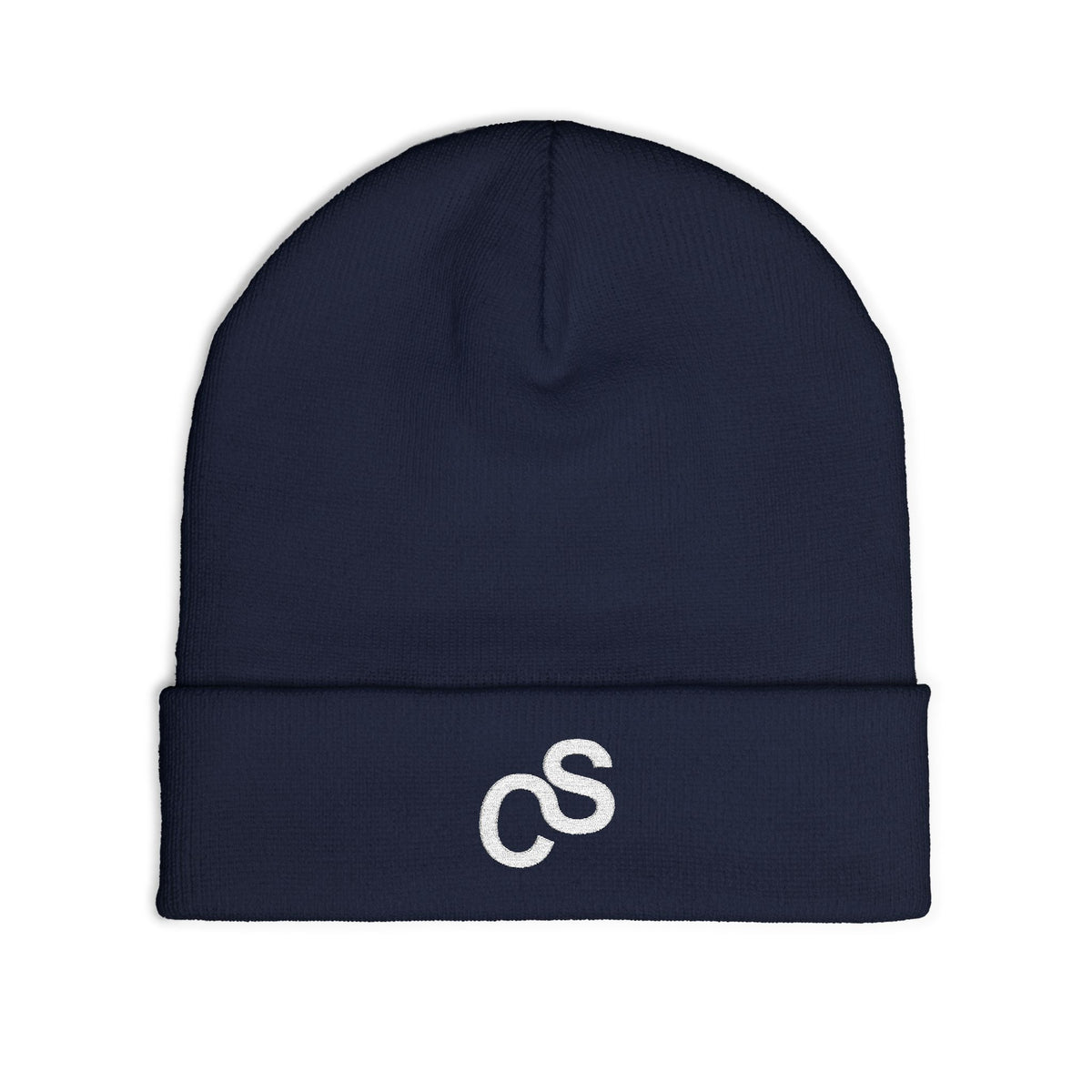 Embroidered Sam Schwartz Creations Logo Knit Beanie — Cozy Grey Winter Hat