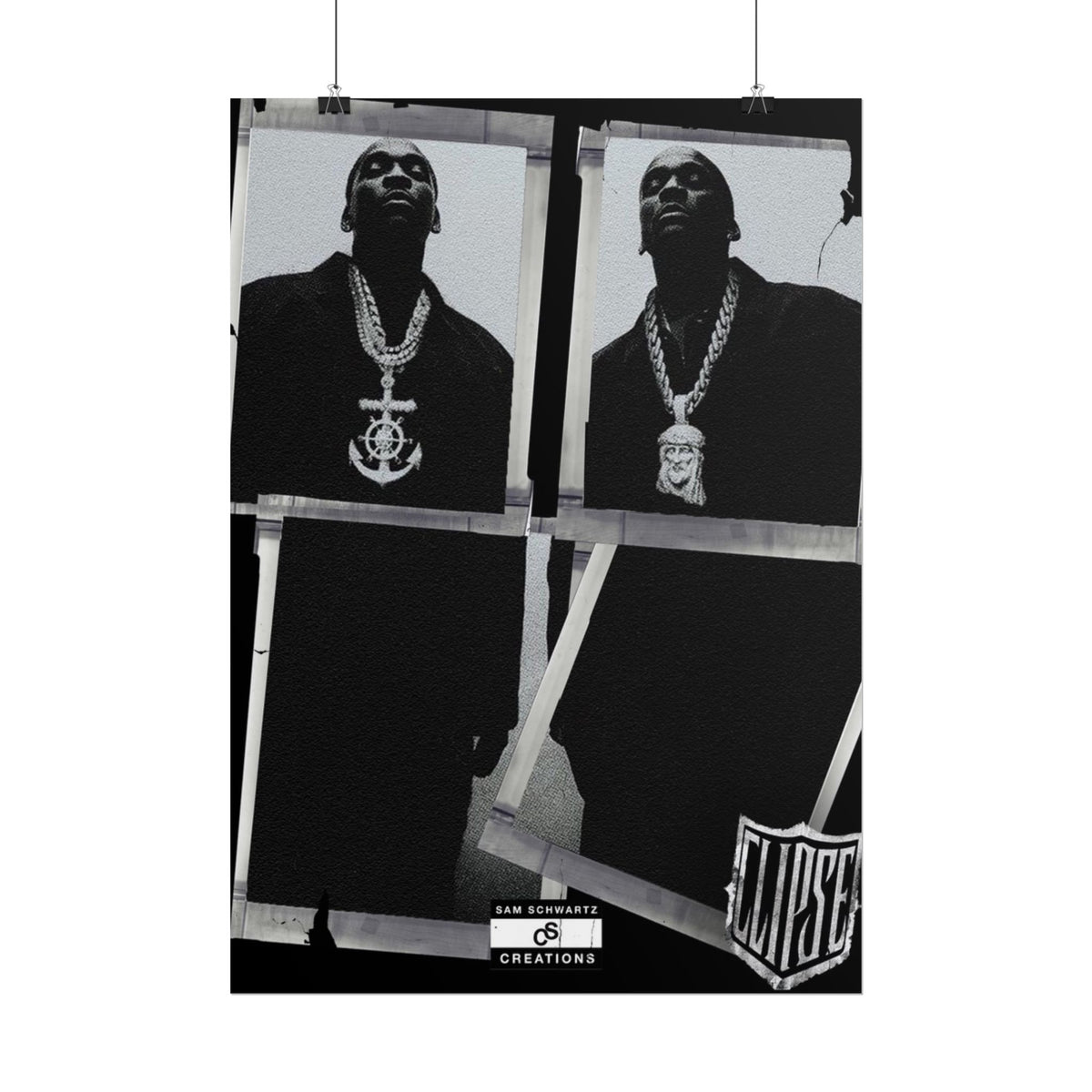 Clipse Chains Poster | Hip-Hop Portrait Wall Art
