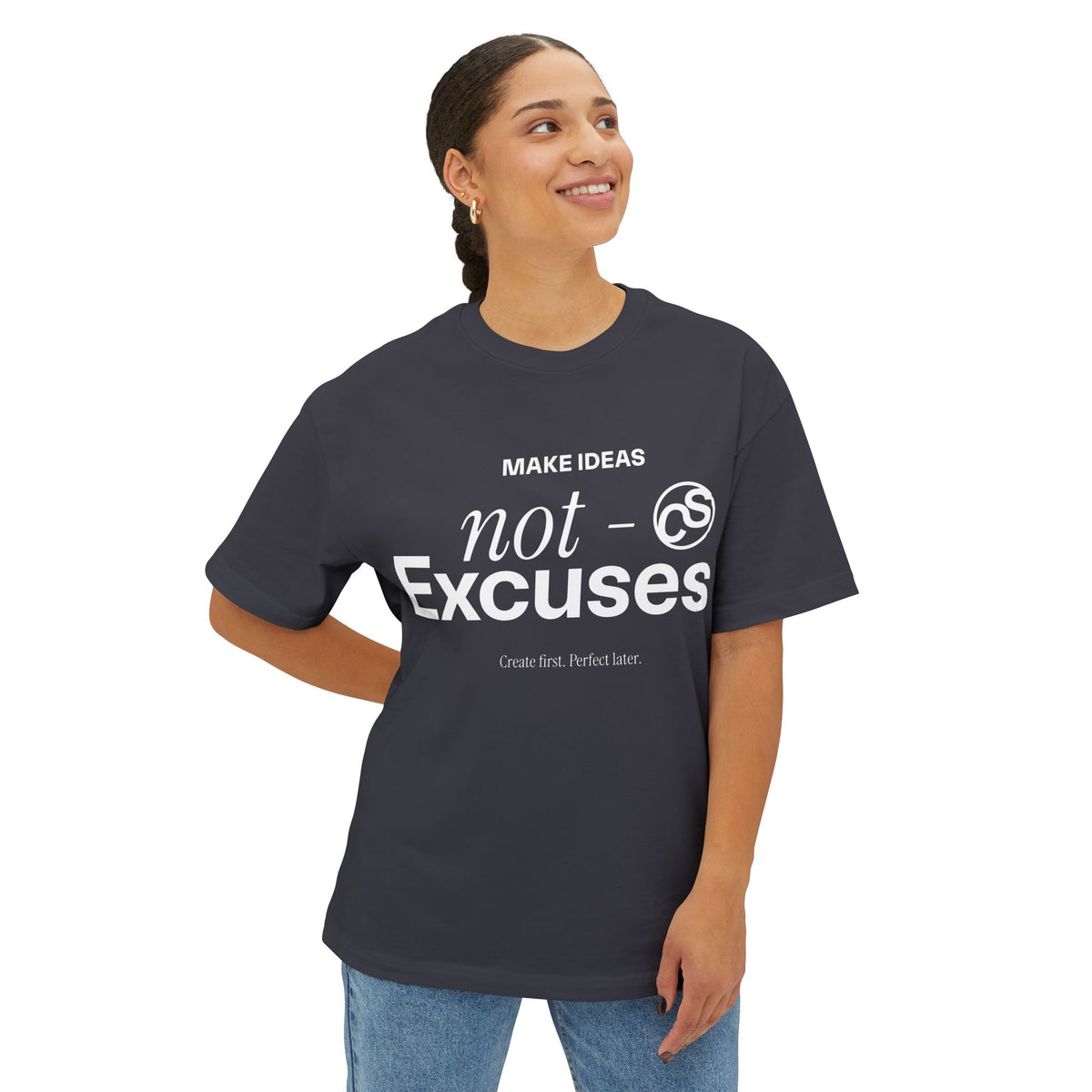 Sam Schwartz Creations "Make Ideas Not Excuses" Graphic T‑Shirt
