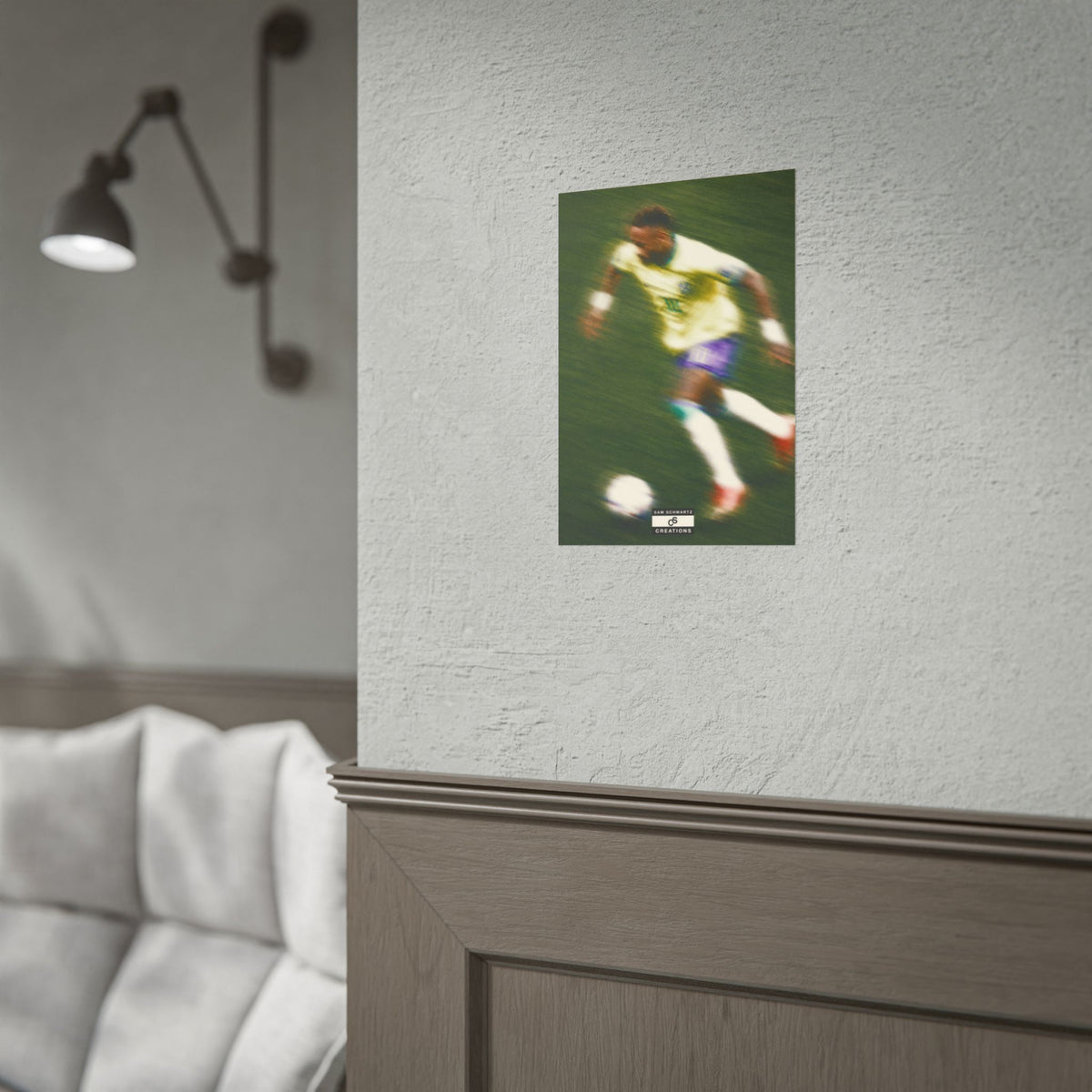 2/3 The Brazilian Prince Soccer Action Rolled Poster — Vintage Neymar Football Player Wall Art