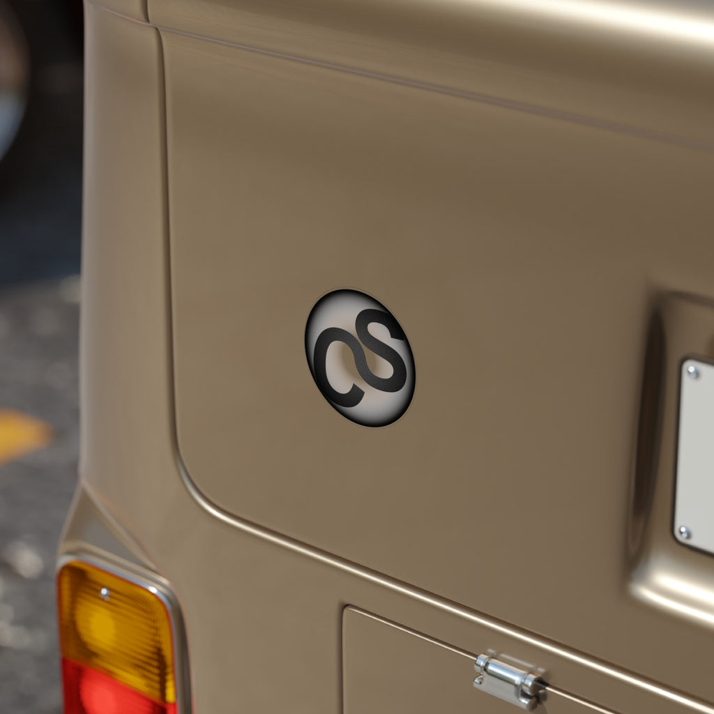 Round Transparent Sam Schwartz Creations Outdoor Sticker — Black "Sam Schwartz Creations" Monogram