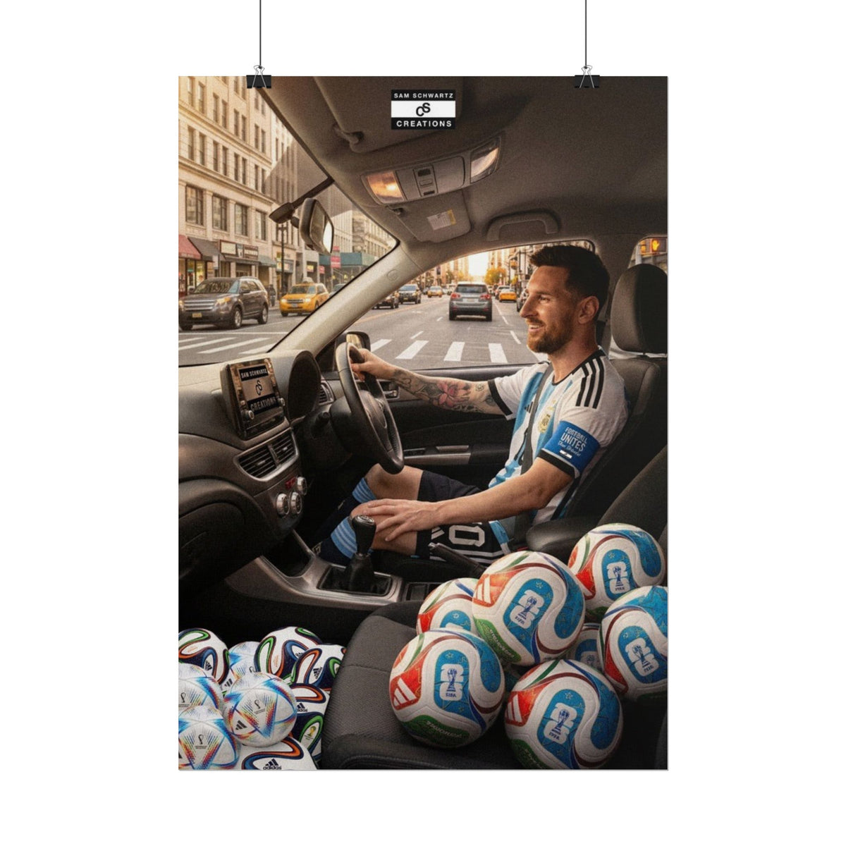 Driving the Dream Poster | Lionel Messi World Cup Football Wall Art