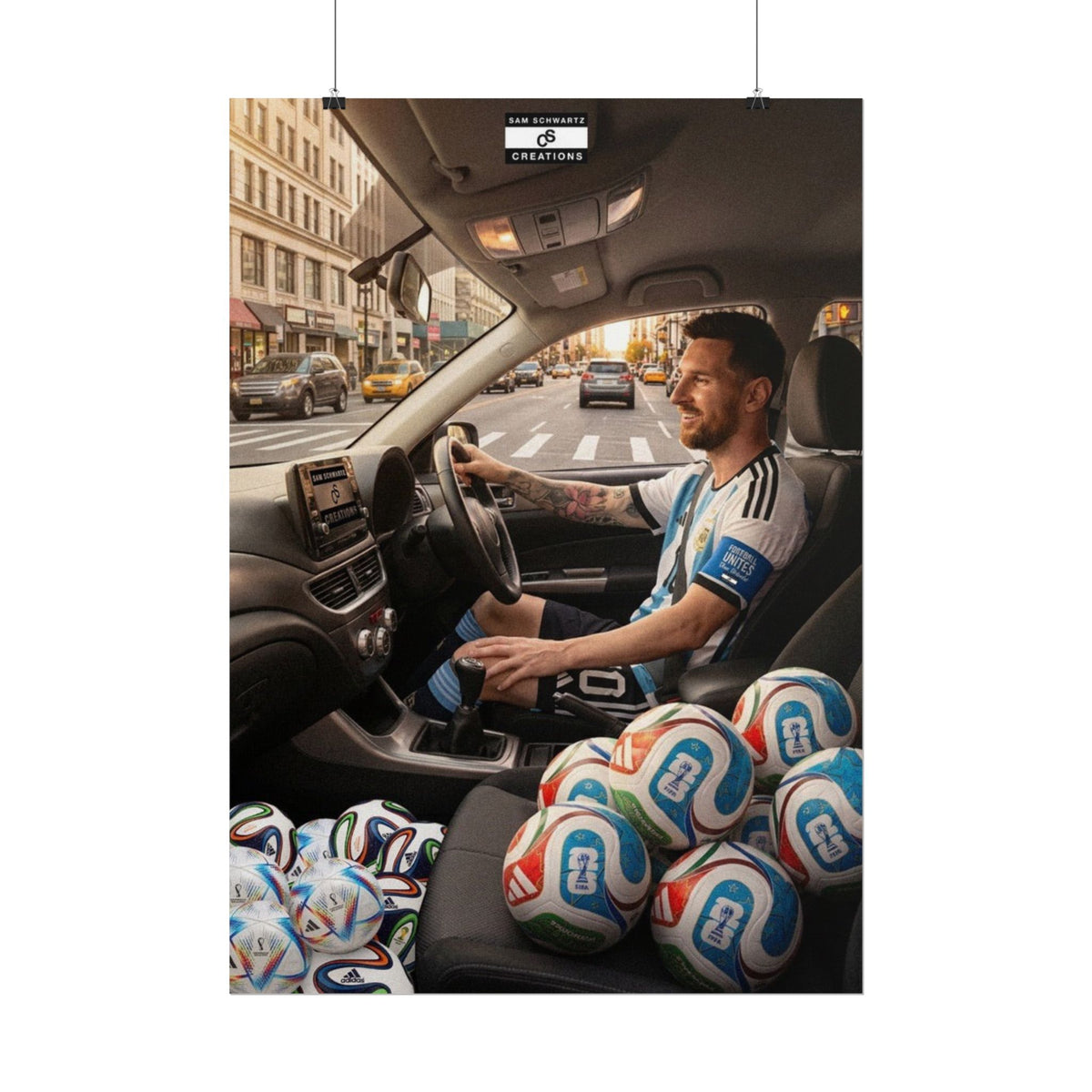 Driving the Dream Poster | Lionel Messi World Cup Football Wall Art