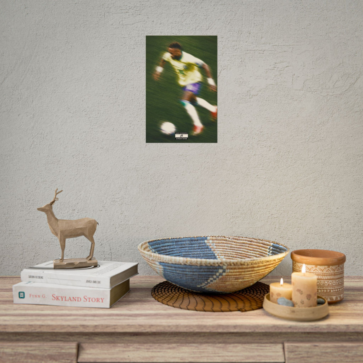 2/3 The Brazilian Prince Soccer Action Rolled Poster — Vintage Neymar Football Player Wall Art