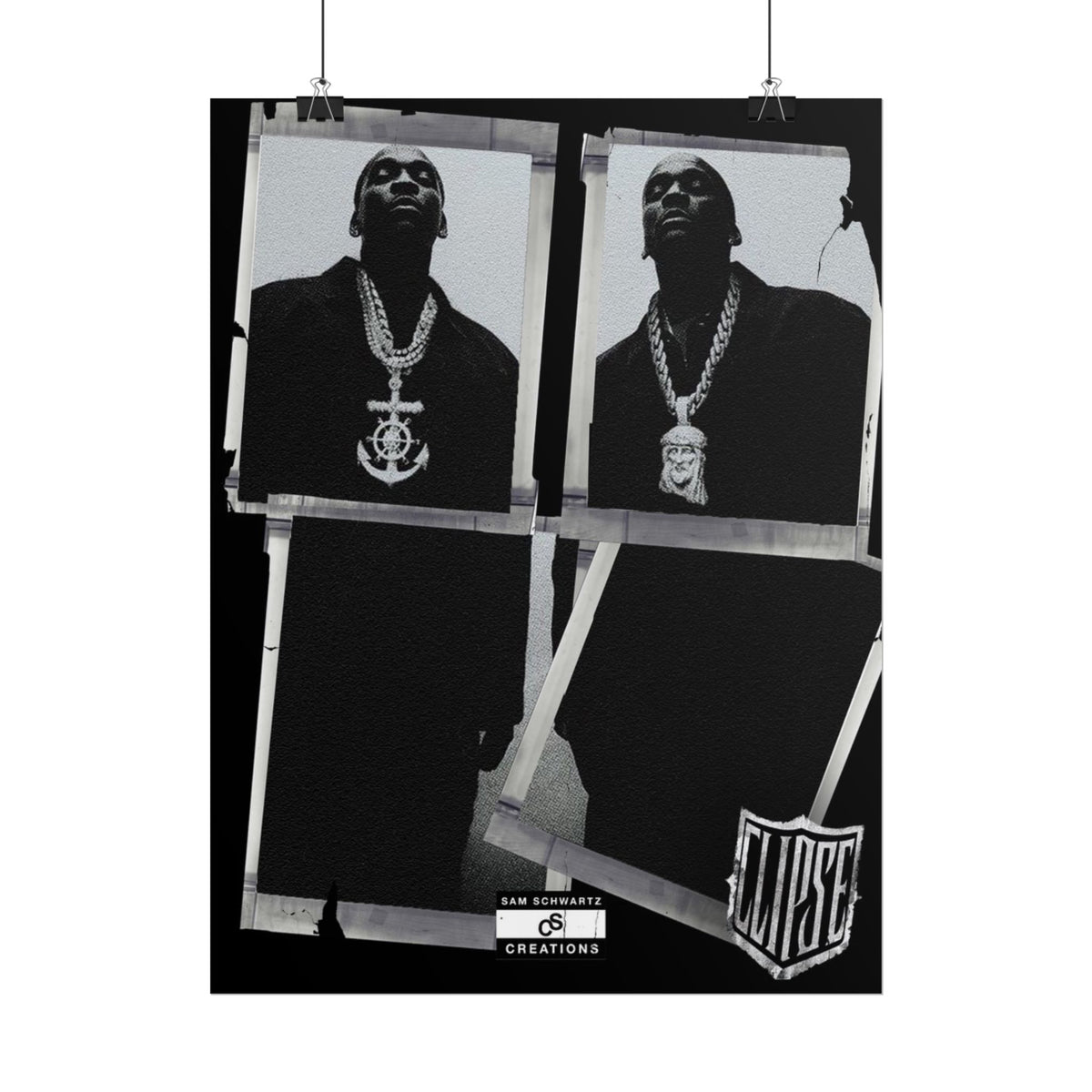 Clipse Chains Poster | Hip-Hop Portrait Wall Art